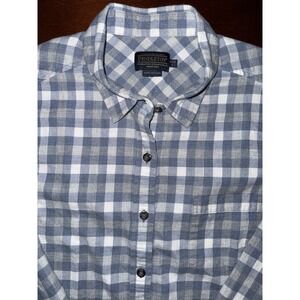 Pendleton Women Cotton Lightweight Flannel Shirt Size Petite Large Blue Plaid
